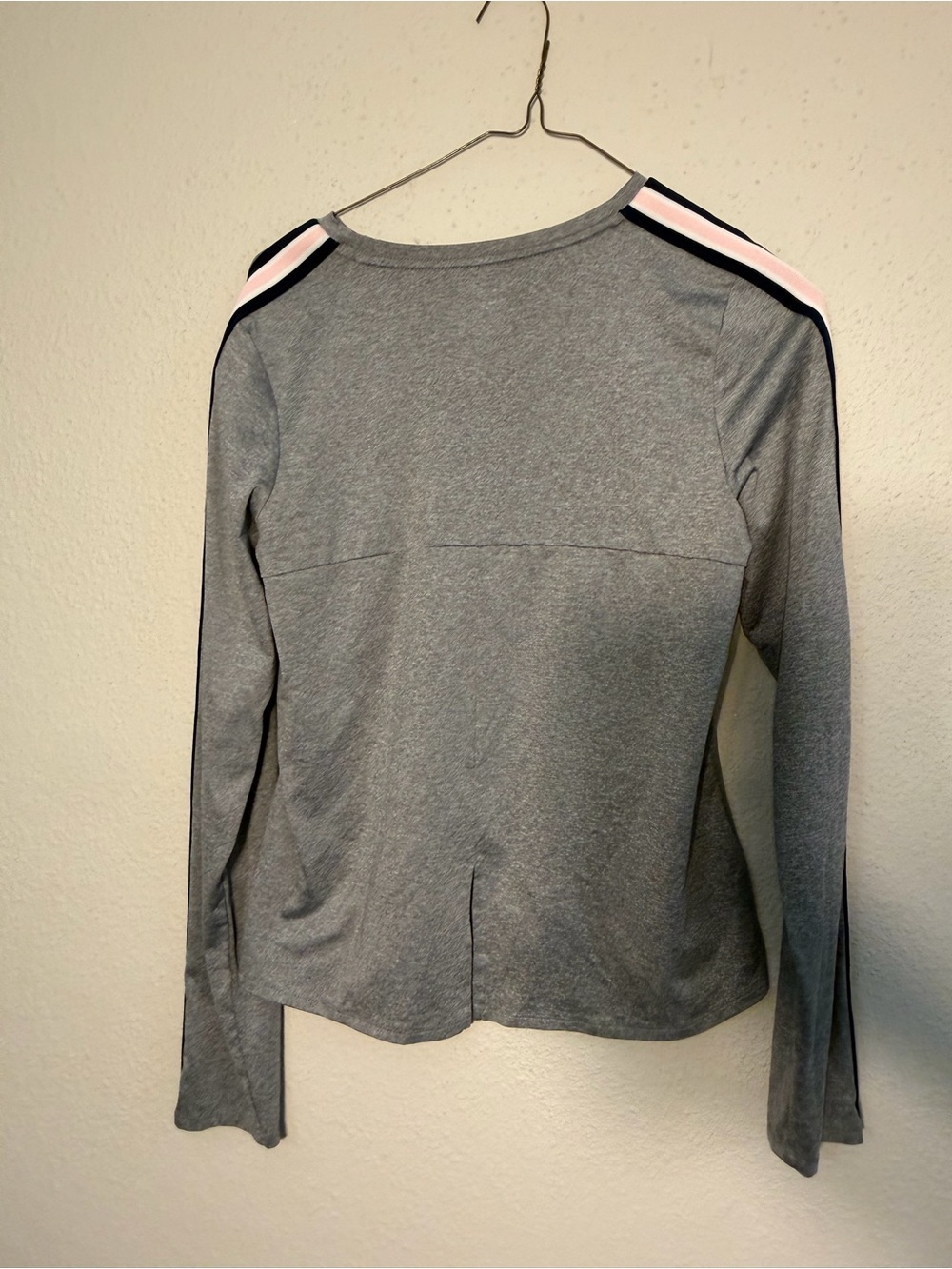 Athletic Works Gray Long Sleeve Tee with Pink and Black Stripe - Picture 4 of 7